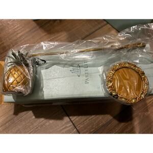 Vintage PartyLite Island Escape Metal Pineapple Candle Snuffer With Jeweled Tray